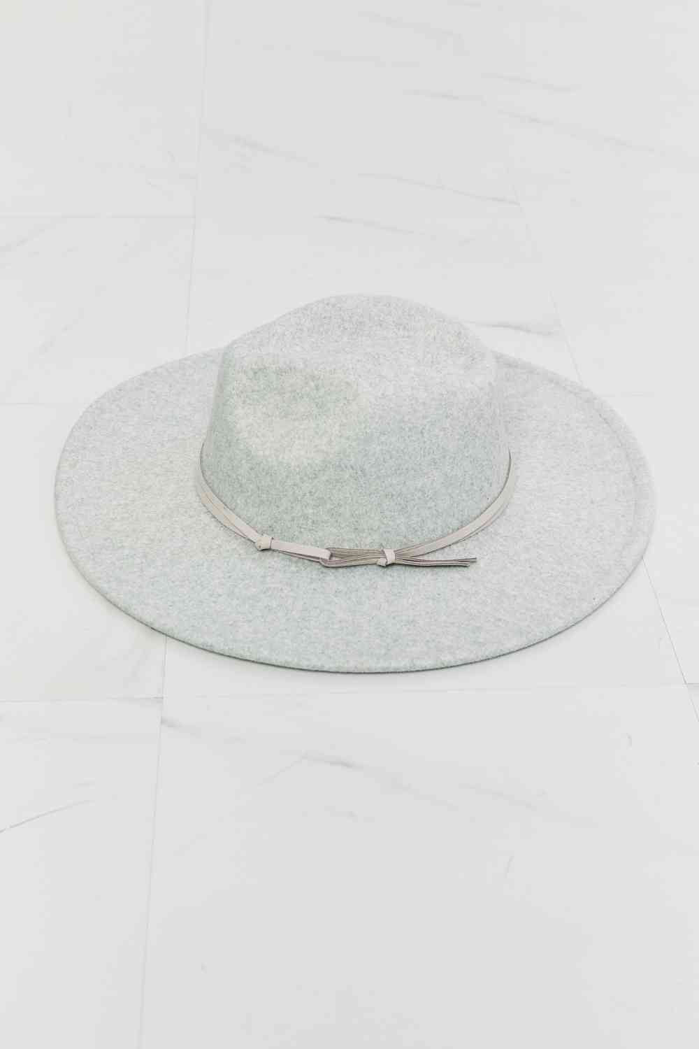 Blithe's Belted Fedora Hat - Light Gray