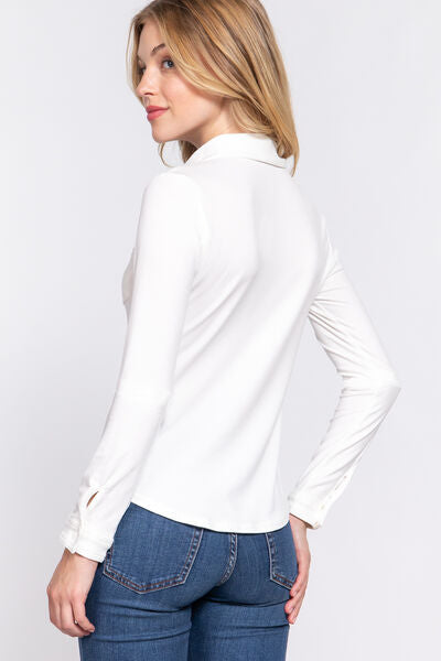 Long Sleeve Front Pocket DTY Brushed Shirt