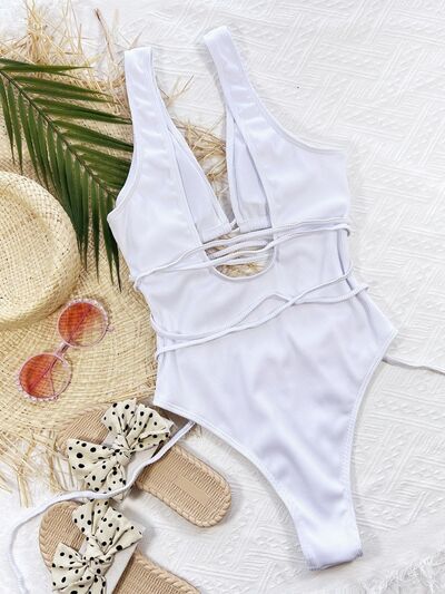 DiDi Ribbed Lace Up One-Piece Swimsuit