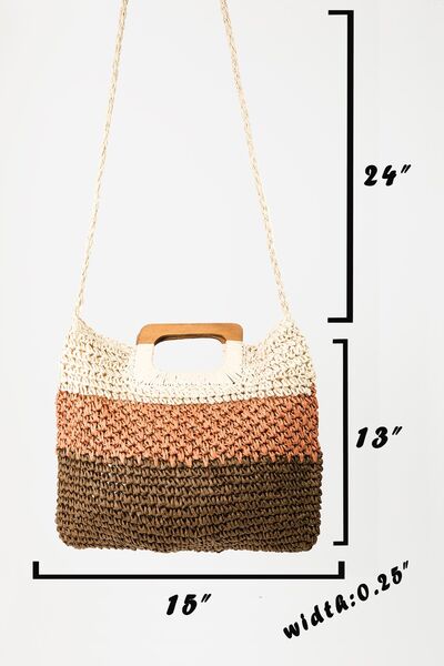 Coretta Color Block Double-Use Braided Tote Bag