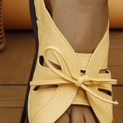 Tied Open Toe Low Heel Sandals