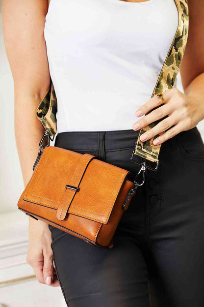 Anah PU Leather Wide Strap Crossbody Bag