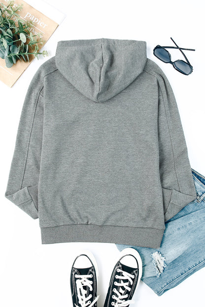 Cotton Lace-Up Dropped Shoulder Hoodie