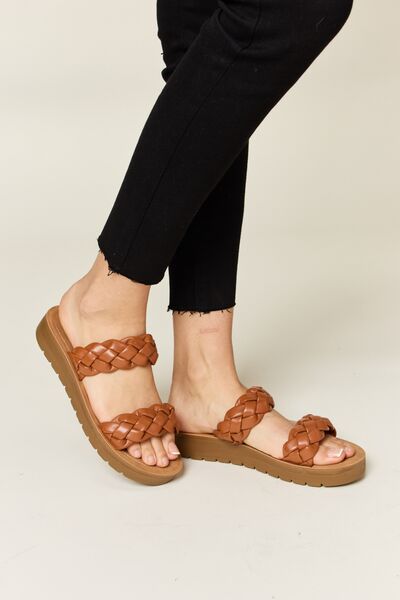 Woven Dual Band Platform Sandals