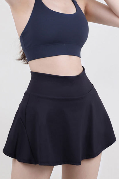 High Waist Pleated Active Skirt Skort