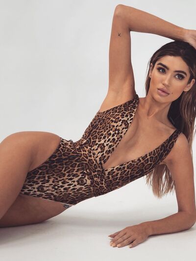 Bond Girl Leopard Plunge Wide Strap Sleeveless One-Piece Swimwear