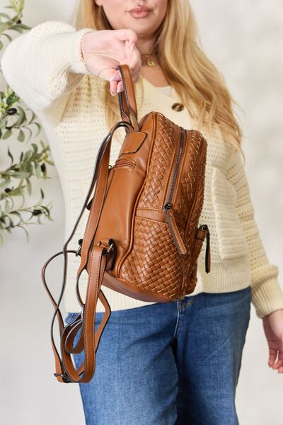 Bria PU Leather Woven Backpack