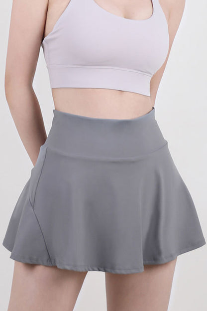 High Waist Pleated Active Skirt Skort