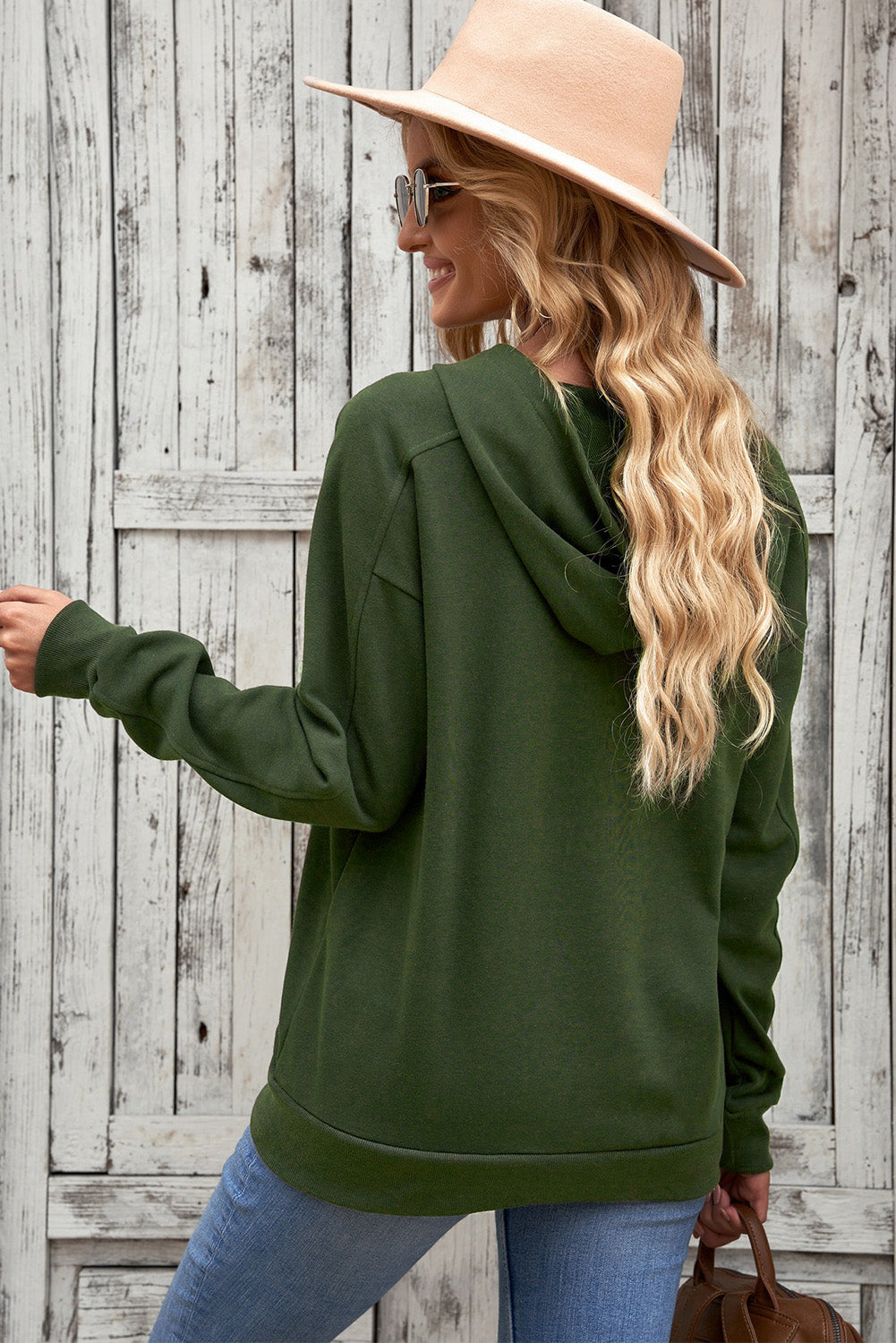 Cotton Lace-Up Dropped Shoulder Hoodie