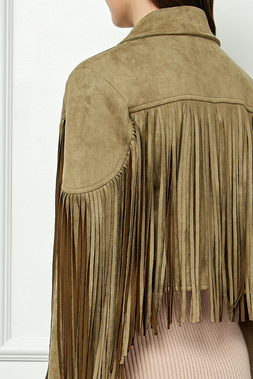 NiNi Suede Fringe Long Sleeve Moto Jack