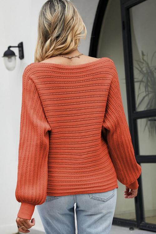 Women's Boat Neck Batwing Sleeve Sweater