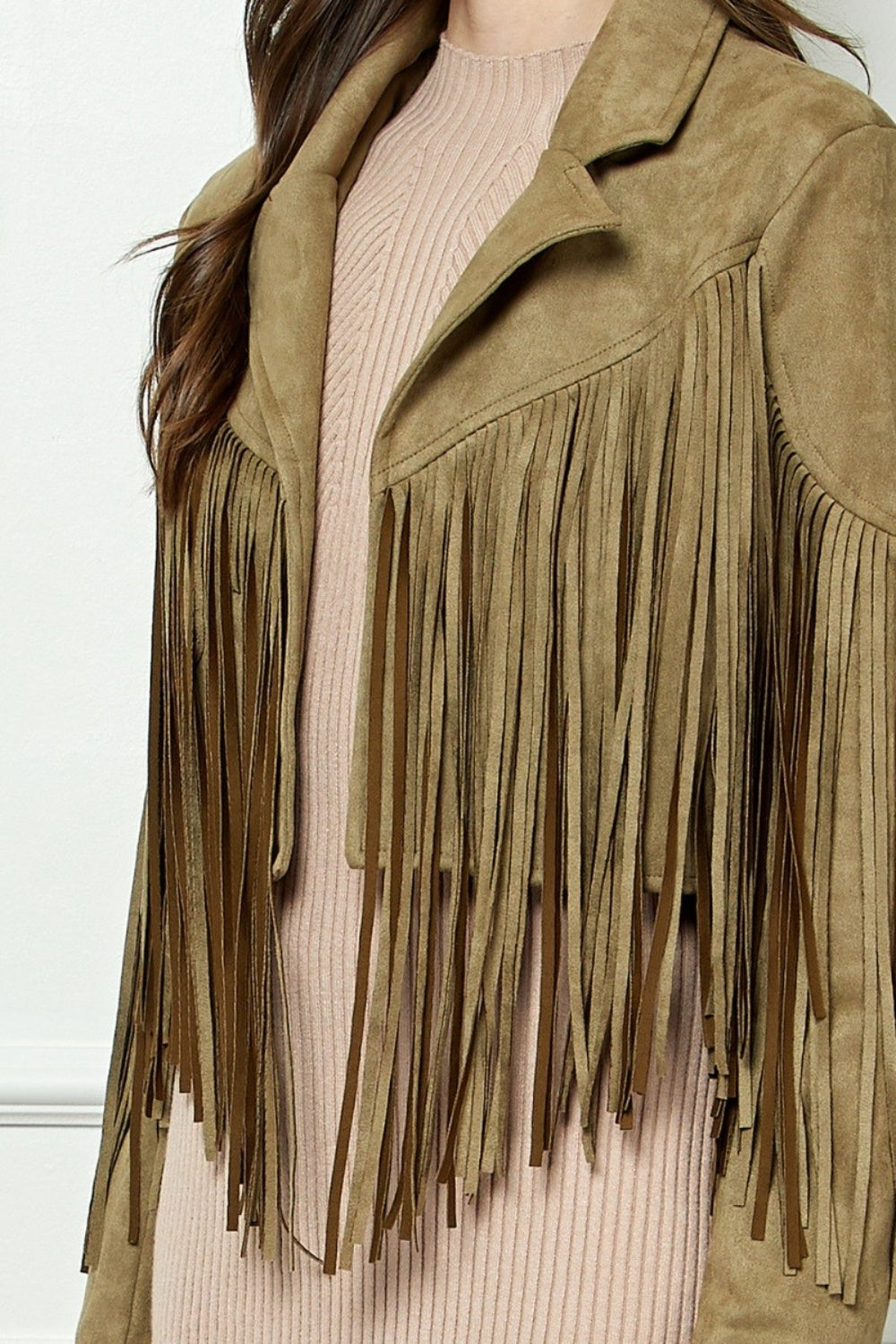 NiNi Suede Fringe Long Sleeve Moto Jack