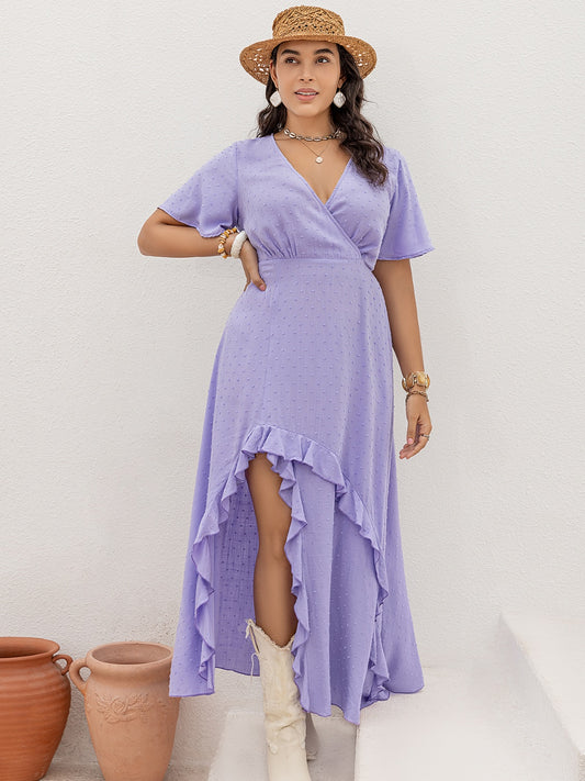 Plus Size Swiss Dot High-Low Dress