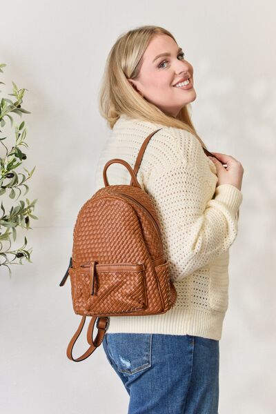 Bria PU Leather Woven Backpack