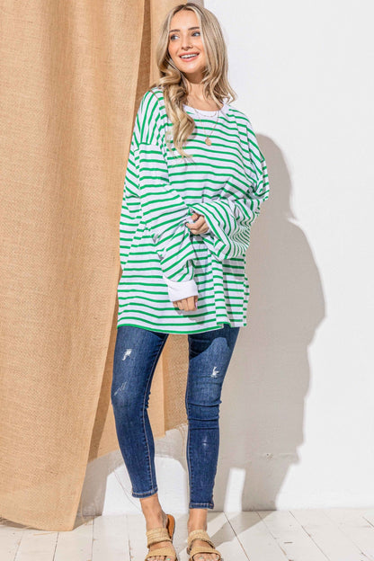 Women's Bobbi Oversized Striped Balloon Sleeve Top