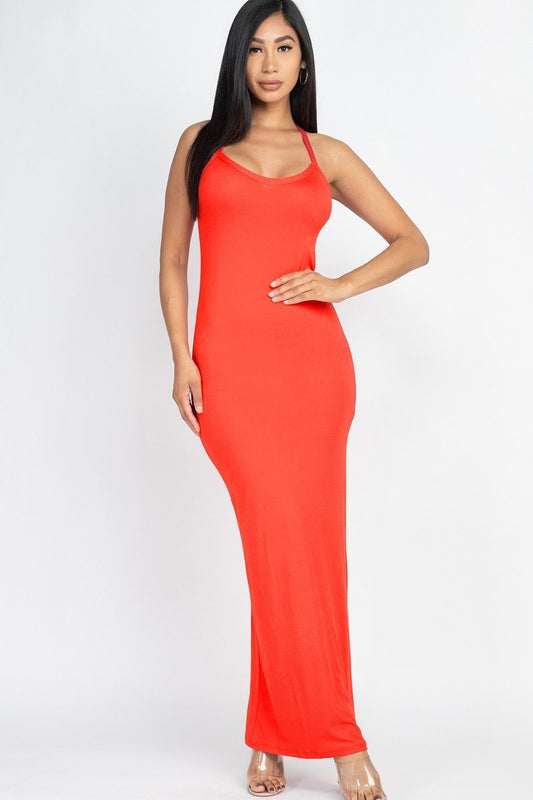 Racer Back Maxi Dress - Red