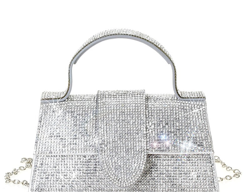 Rhinestone Allover Chic Design Handle Bag