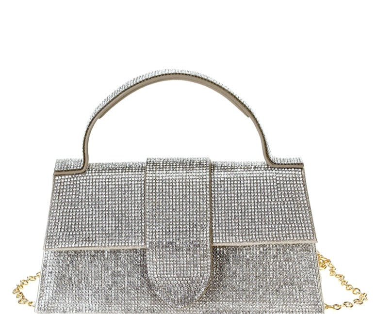 Rhinestone Allover Chic Design Handle Bag