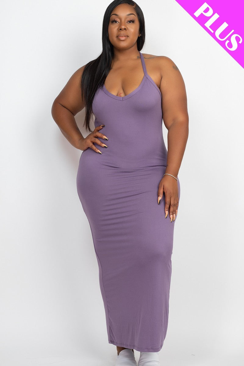 Plus Racer Back Maxi Dress - Grape