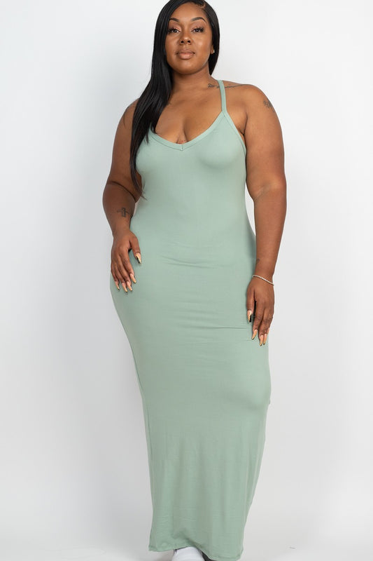 Plus Racer Back Maxi Dress - Green Bay