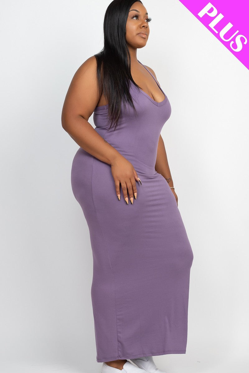 Plus Racer Back Maxi Dress - Grape