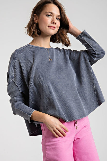 Washed Thermal Top - Dark Heather Gray