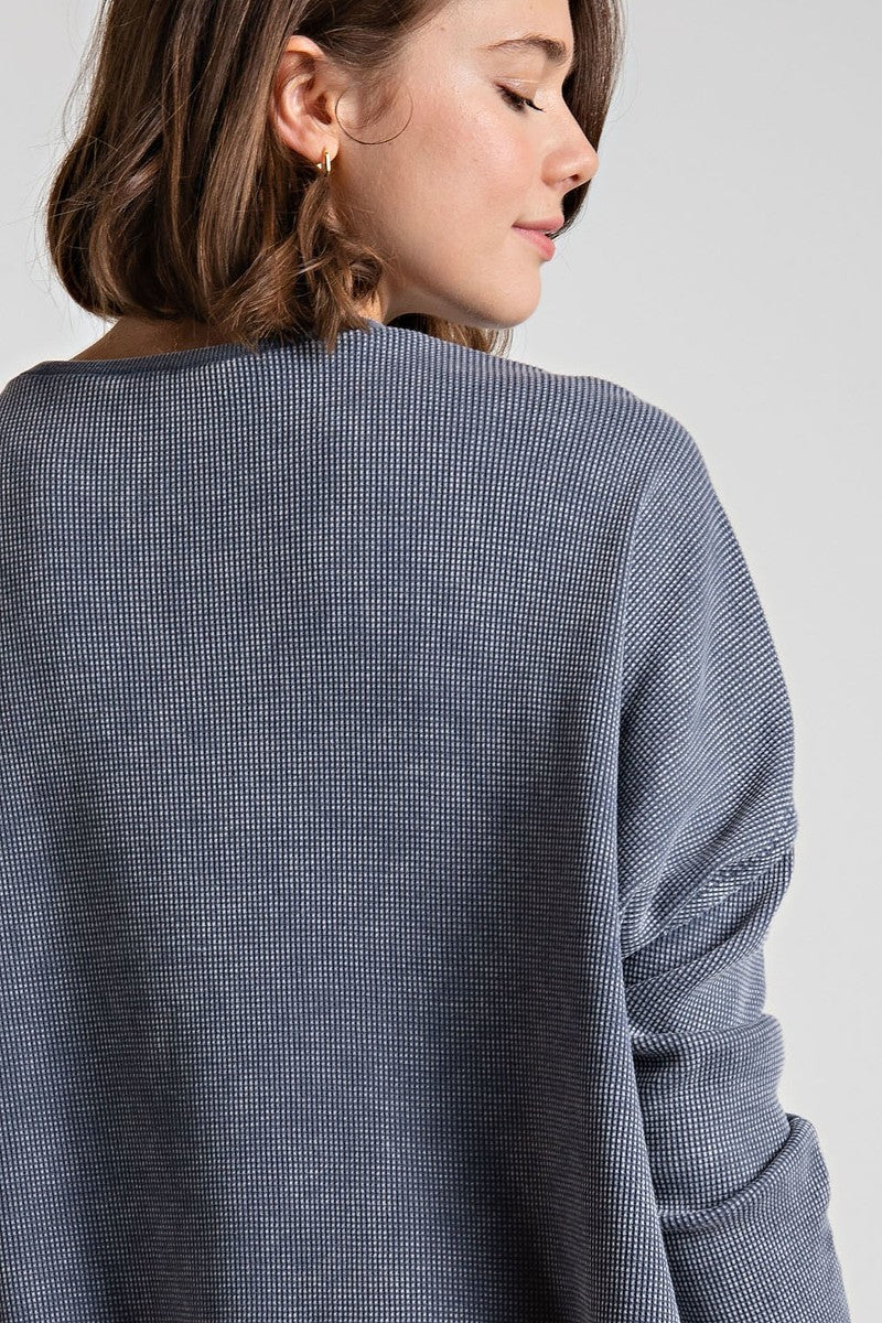 Washed Thermal Top - Dark Heather Gray