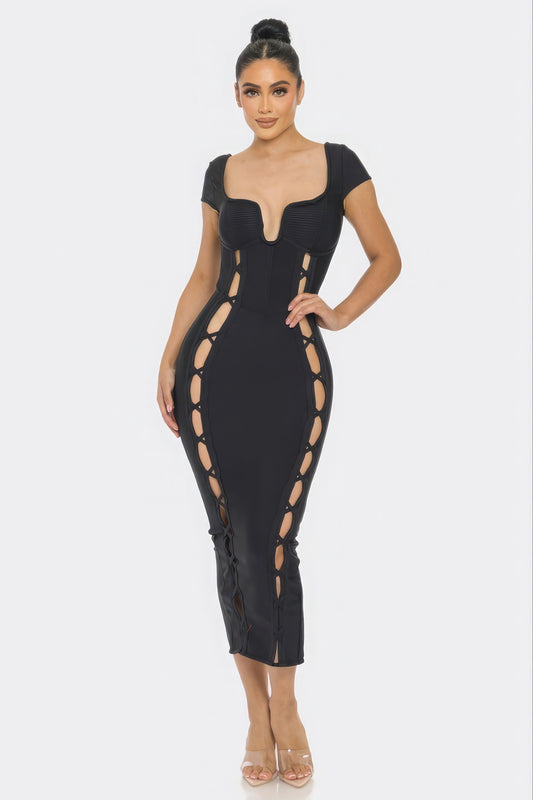 Bandage Midi Dress - Black