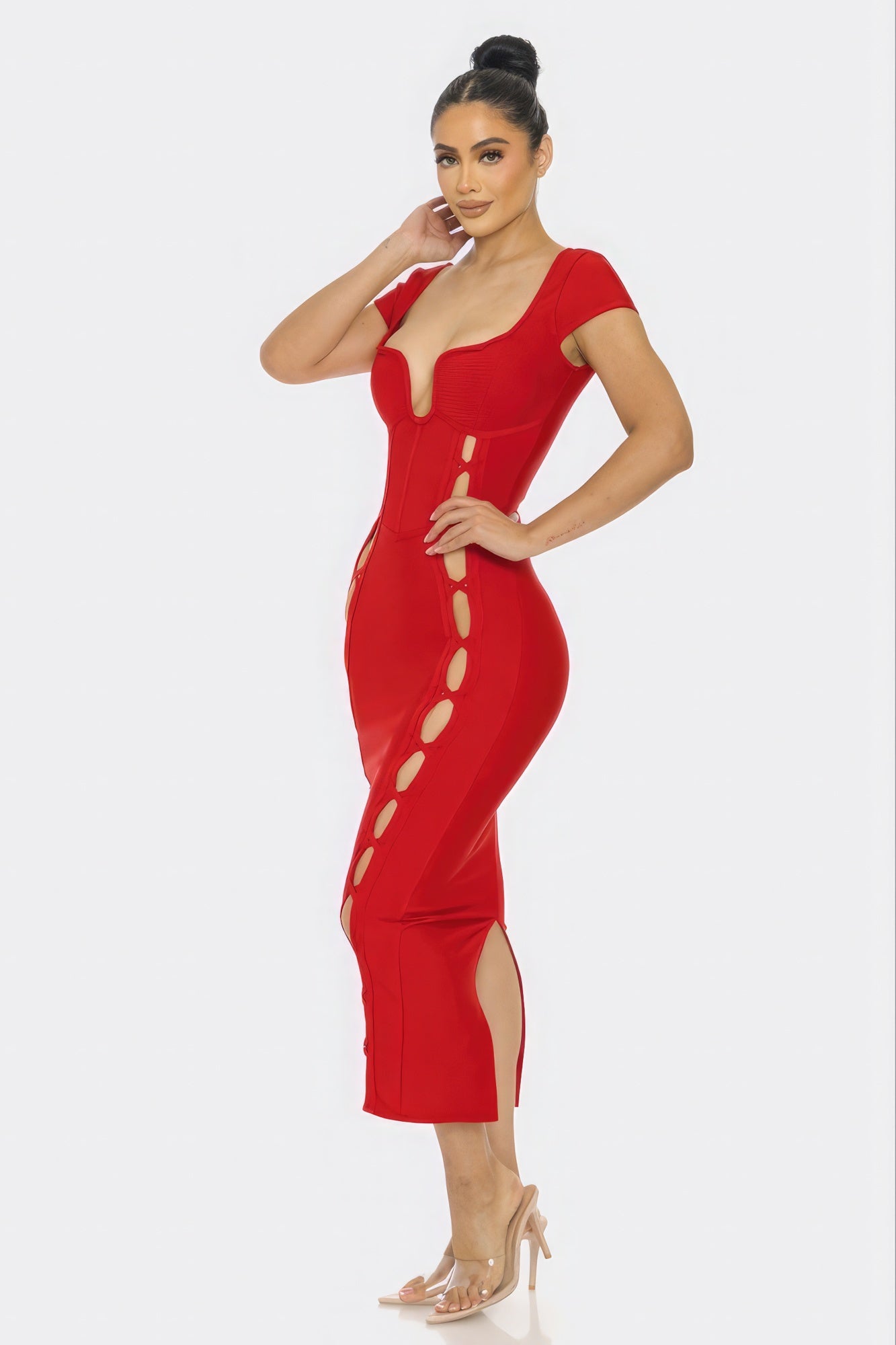 Bandage Midi Dress - Red