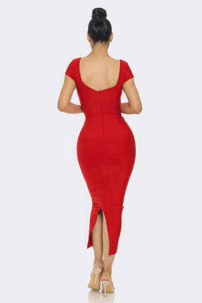 Bandage Midi Dress - Red