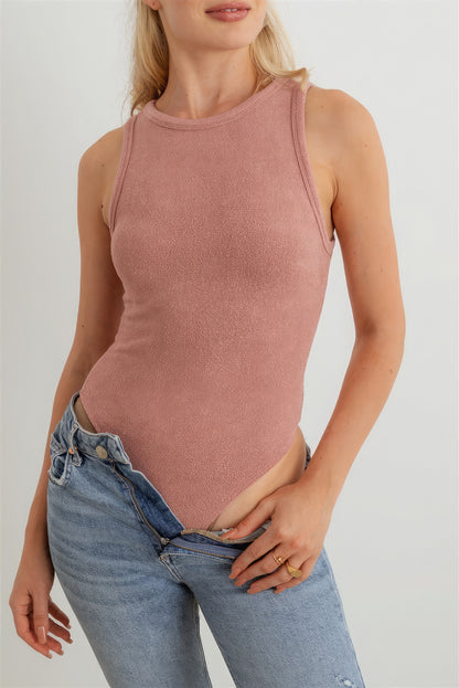 Ribbed Knit Sleeveless Bodysuit - Mauve