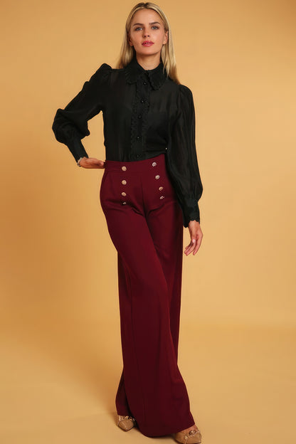 High Waisted Dressy Pants - Pomegranate