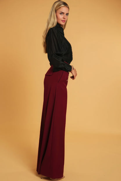 High Waisted Dressy Pants - Pomegranate