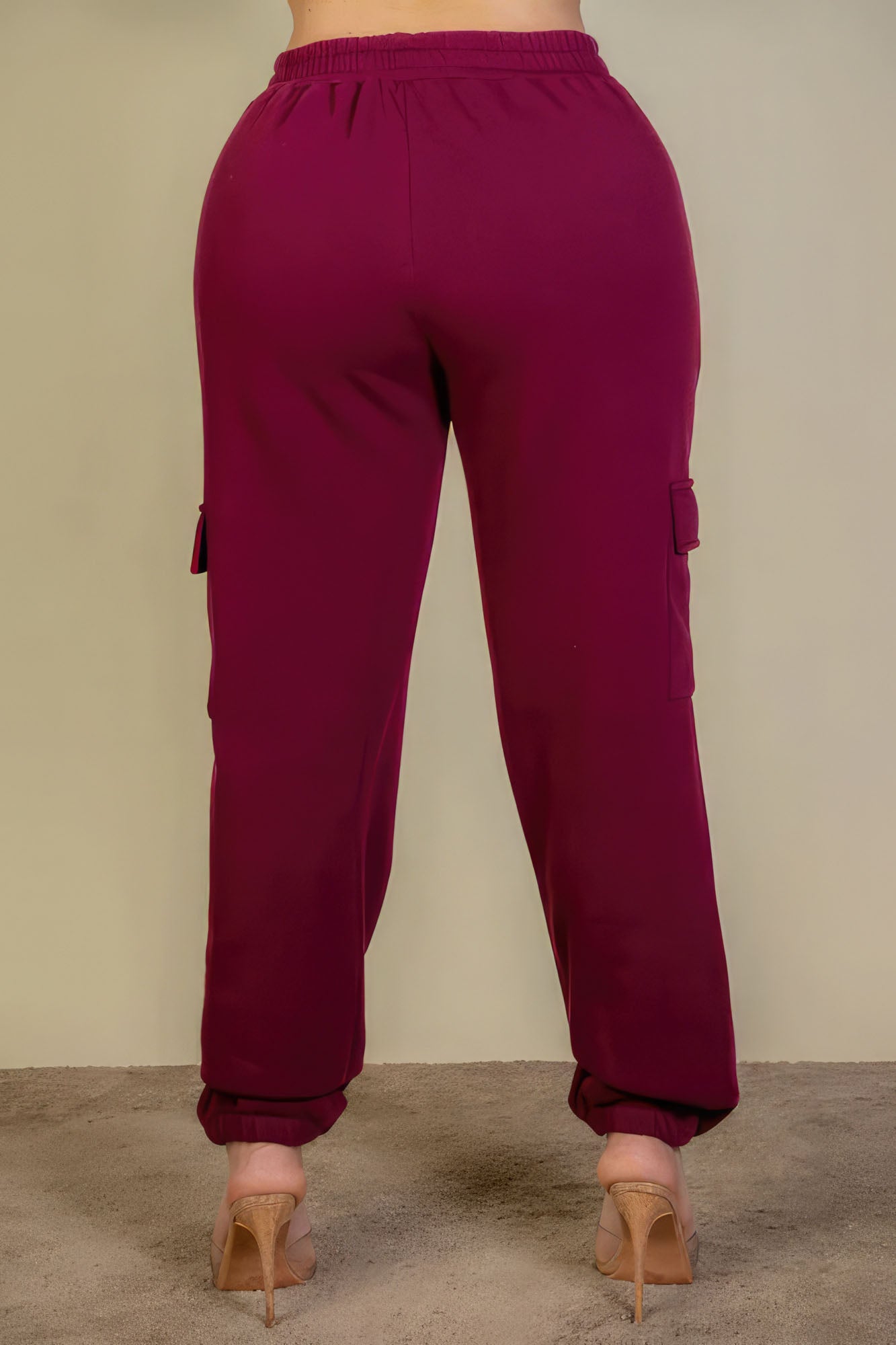 Plus Size Side Pocket Drawstring Waist Sweatpants - Burgundy