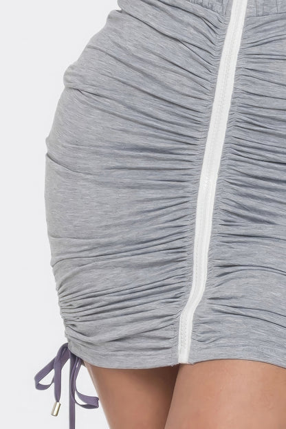 Detachable Zipper Mini Dress - Grey, Purple, Sage