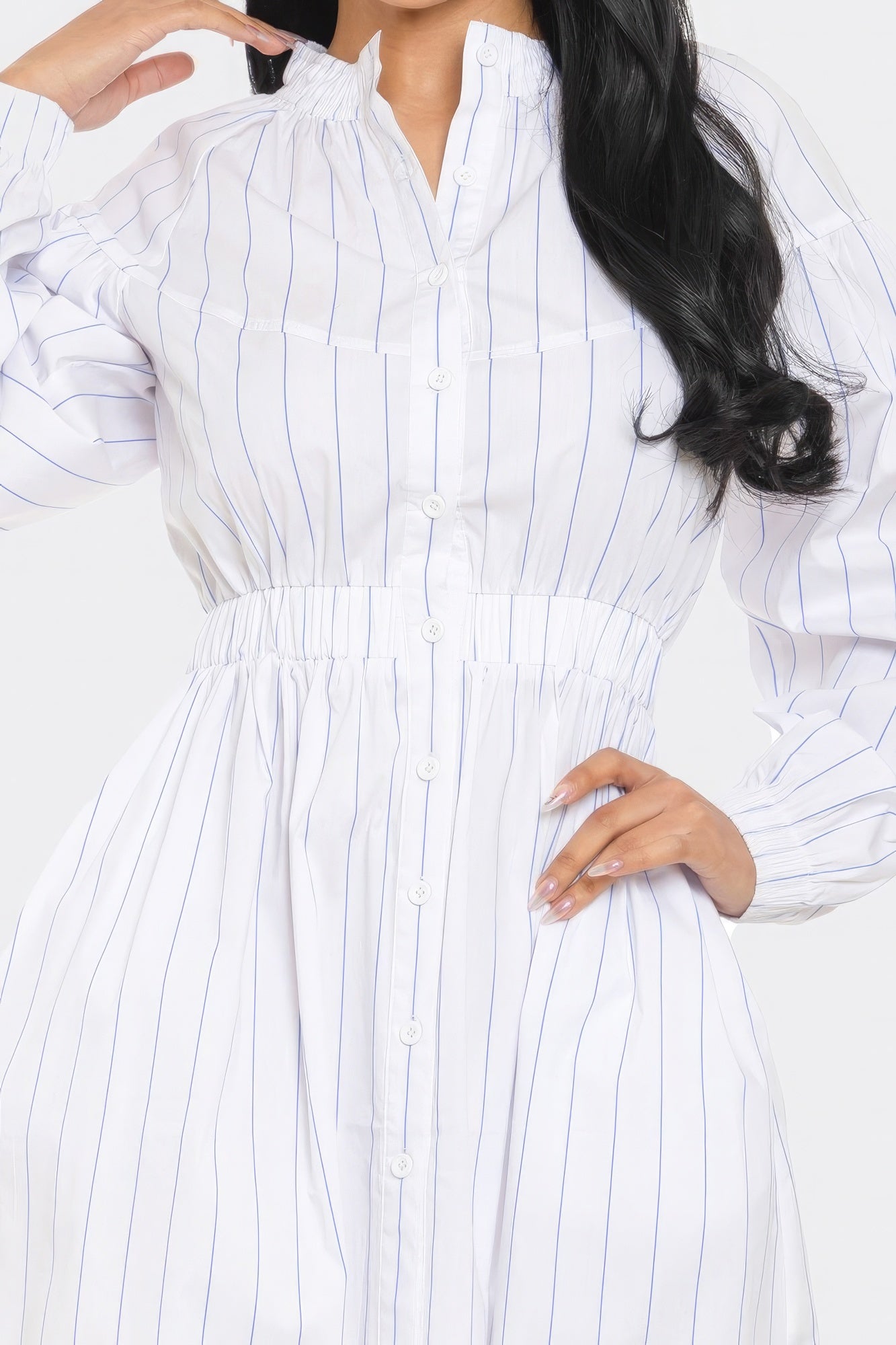 Striped Mini Dress - White