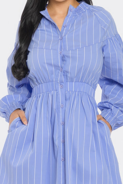 Striped Mini Dress - Blue