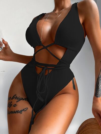 DiDi Ribbed Lace Up One-Piece Swimsuit