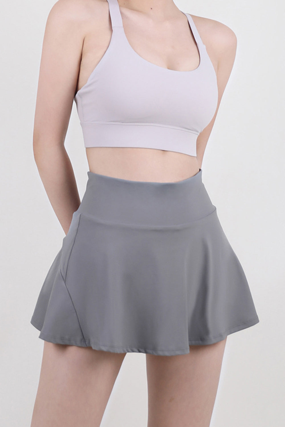 High Waist Pleated Active Skirt Skort