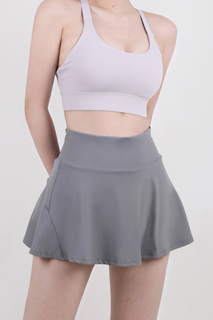 High Waist Pleated Active Skirt Skort