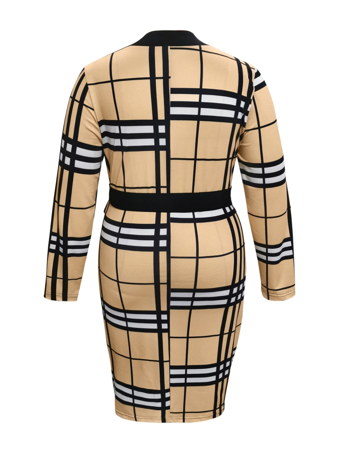 Lotti Plus Size Plaid V-Neck Long Sleeve Wrap Dress