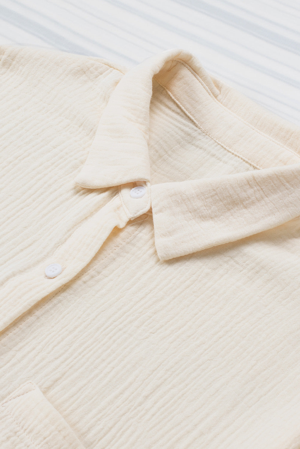 Cotton Textured Pocketed Button Up Shirt
