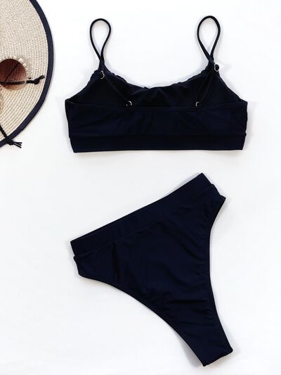 Elle Adjustable Strap Ruche Two-Piece Swim Set