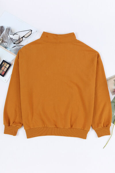 Cotton Quarter Zip Dropped Shoulder Sweatshirt