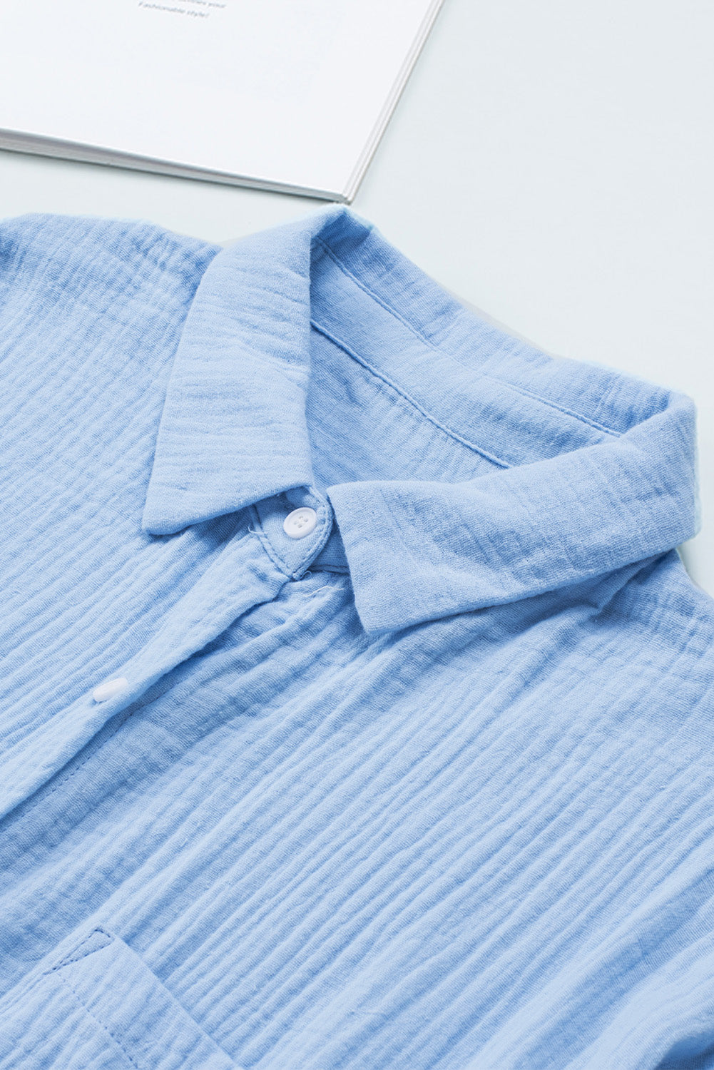 Cotton Textured Pocketed Button Up Shirt