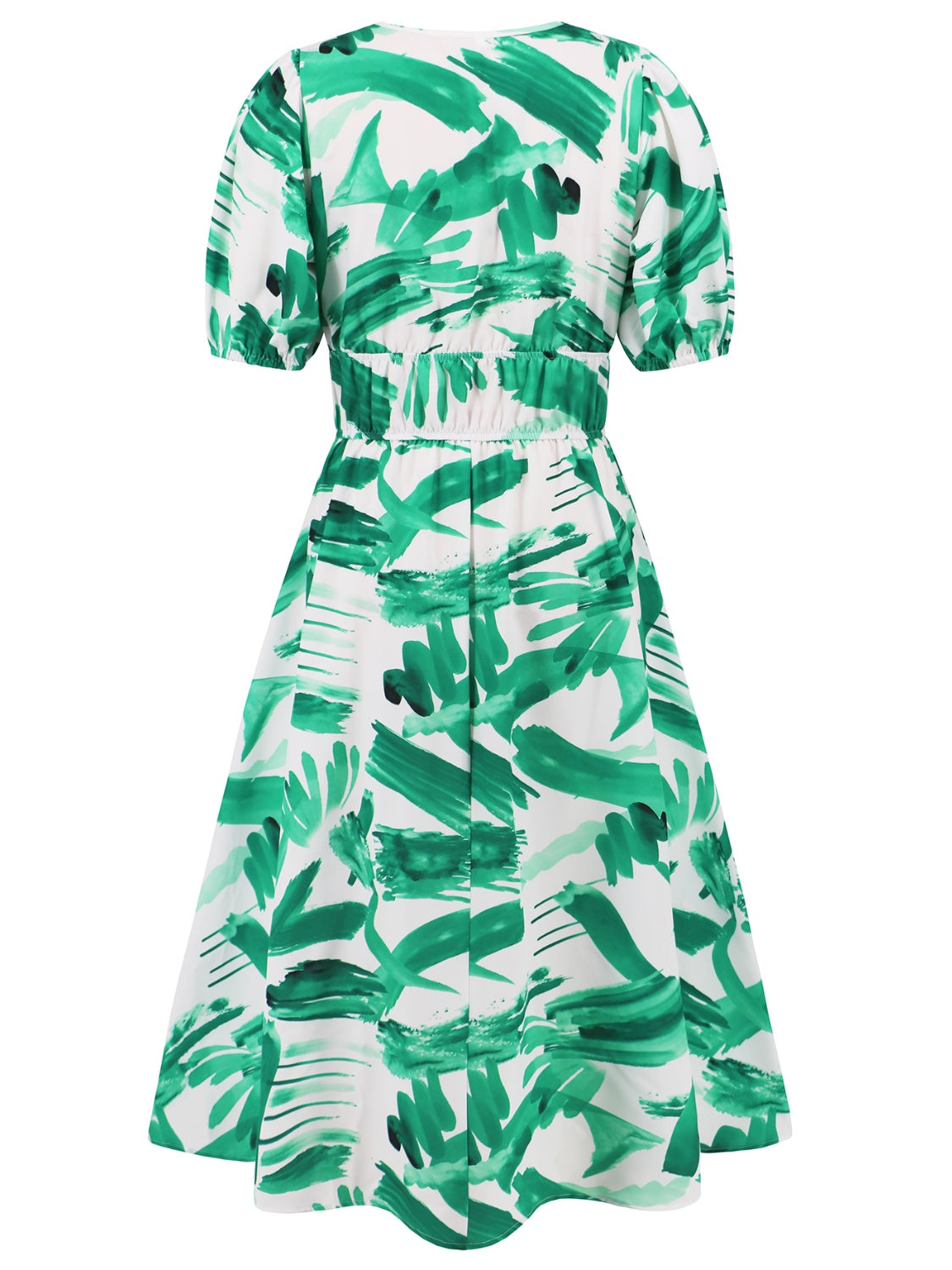 Ruched Floral Printed Short Sleeve Dress