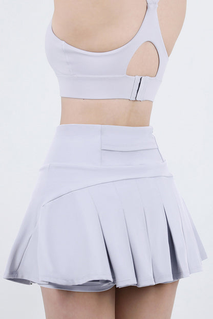 High Waist Pleated Active Skirt Skort