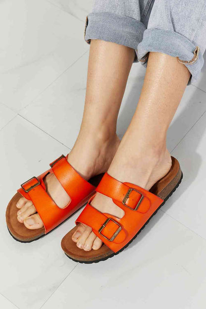 Double Banded Slide Sandals - Orange