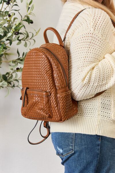 Bria PU Leather Woven Backpack