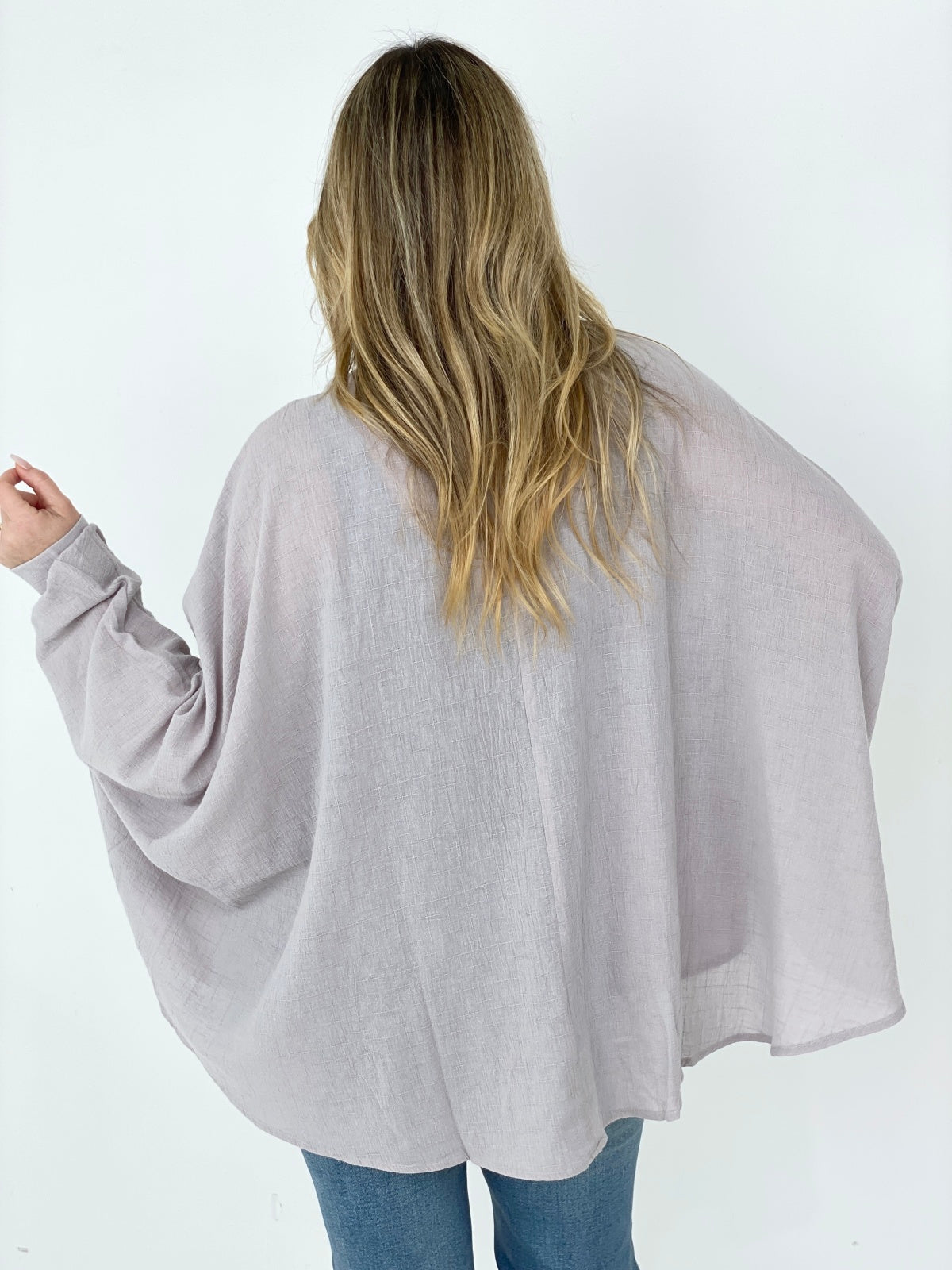 Easel Textured Cotton Linen Oversized Top